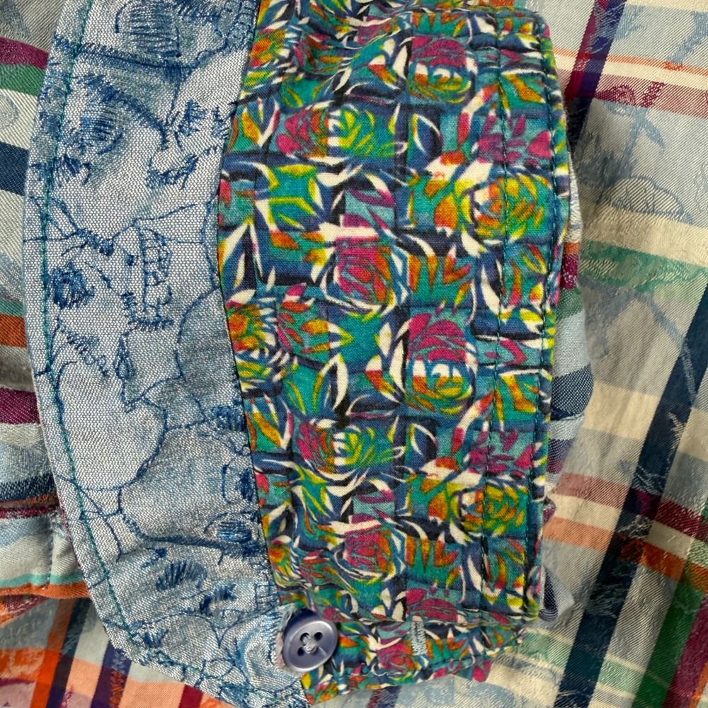 Robert Graham Plaid Skull Jacquard Shirt Mens 4XLT Blue Multi Long Sleeve Button - Picture 8 of 9